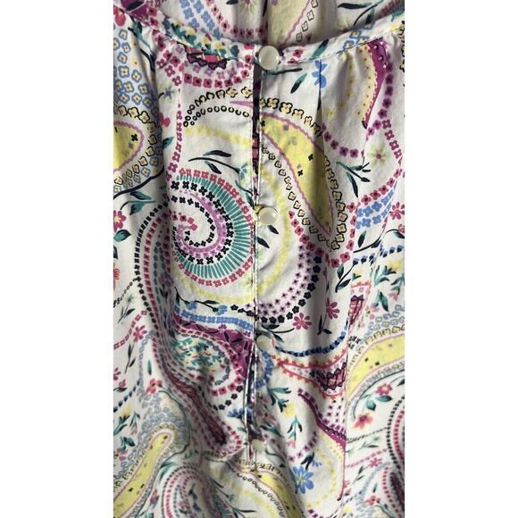 Talbots White pink paisley Floral Loose Popover Blouse 100% Cotton Sz Large - Picture 4 of 7